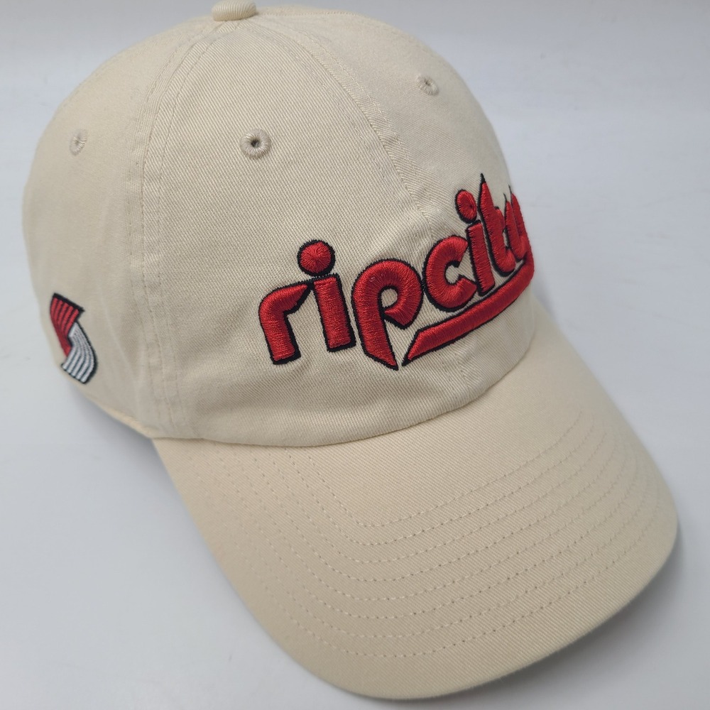 Portland Trail Blazers Hat Strapback 47 Brand Clean Up Beige Red NBA Rip City